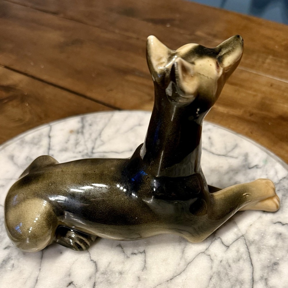 VTG 60s MCM Doberman Pinscher Dog Ceramic Figure Figurine Hand-Painted Brazil - Picture 3 of 8